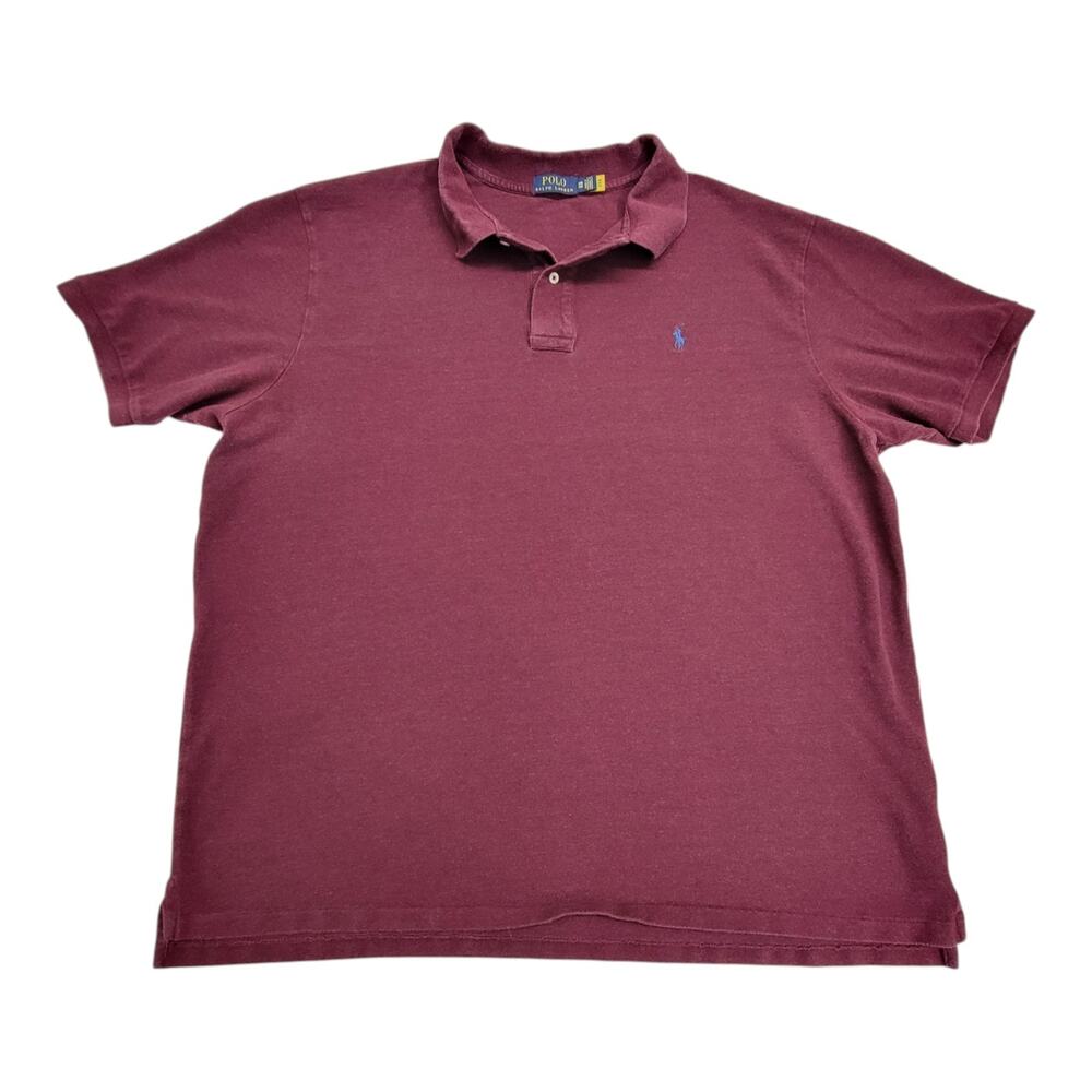 Polo Ralph Lauren Mens 3XB Big & Tall Polo Shirt Burgundy Short Sleeve Pony